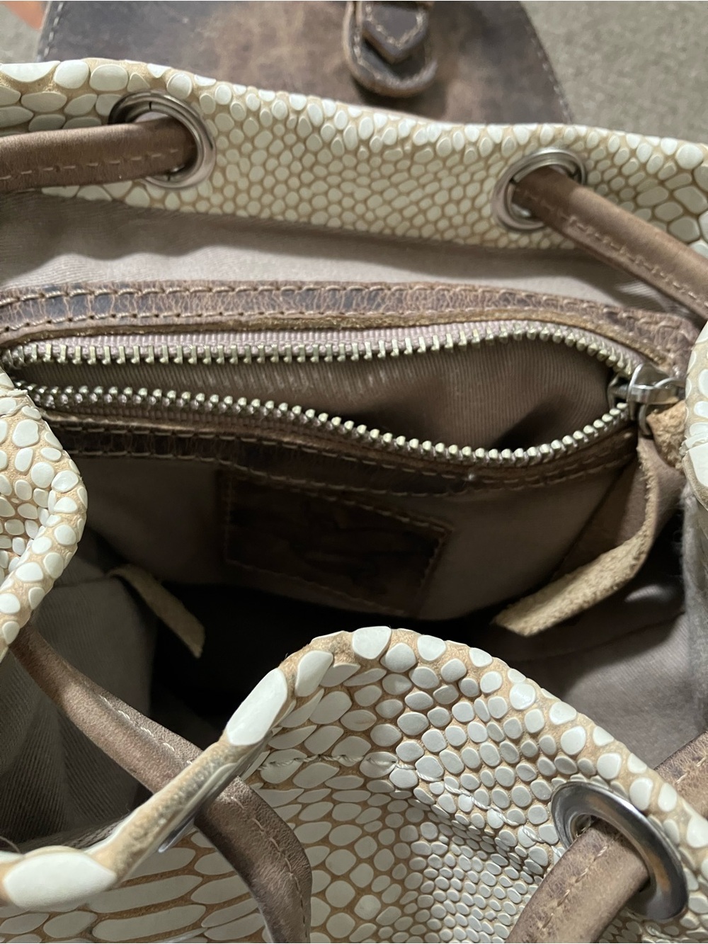 Freebird by Steven Brett Mini Backpack Leather Cream Snake Print - Picture 16 of 16